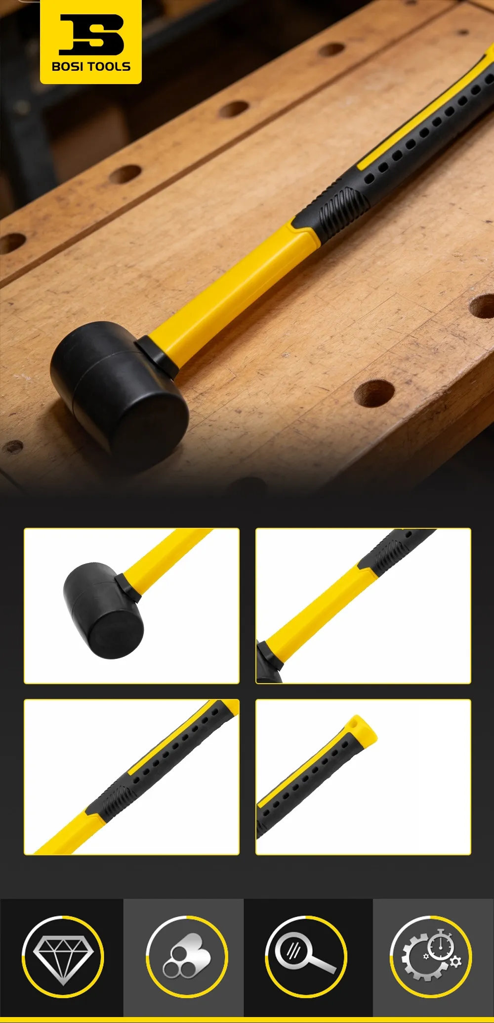 Fiberglass Handle Rubber Hammer