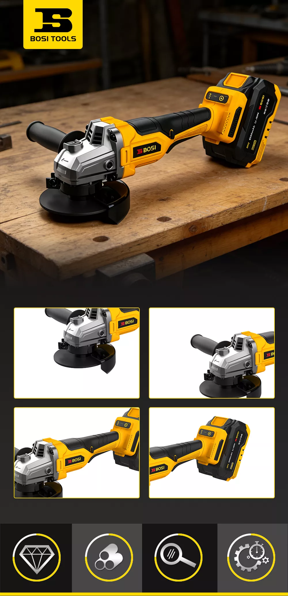 Brushless Lithium Battery Angle Grinder